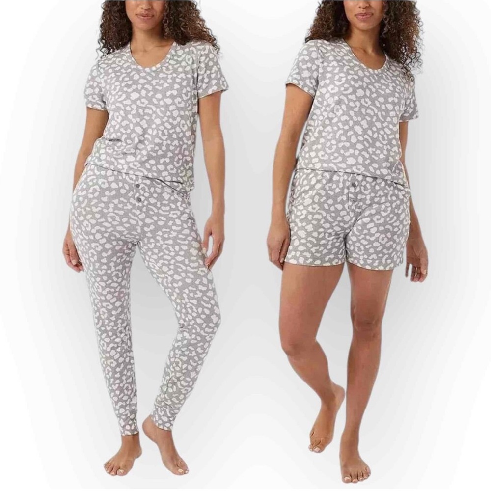 32 Degrees Gray and White Leopard Print Pajama Set